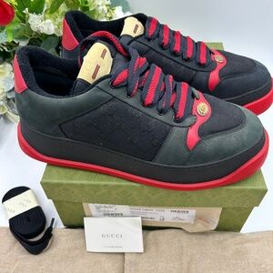 Men’s Gucci SCREENER sneakers in black GG canvas and leather size 12